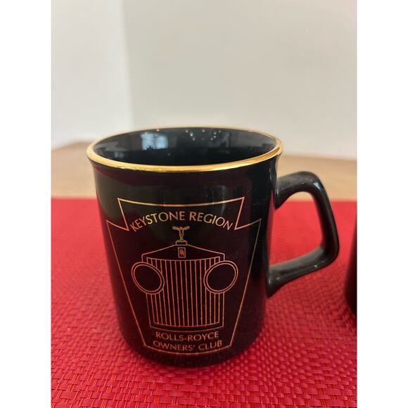 Rolls Royce Black / Gold Mug 'Keystone Region Rolls Royce Owners Club' Set of 2 - Picture 2 of 9